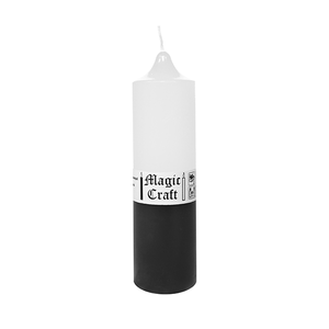 Свеча колонна Готовый ритуал Очищение 14 см белая с черным