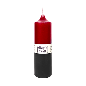Свеча колонна Готовый ритуал Любовь очищение 14 см красная с черным