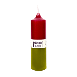 Свеча колонна Готовый ритуал Желай только меня 14 см красная с зеленым