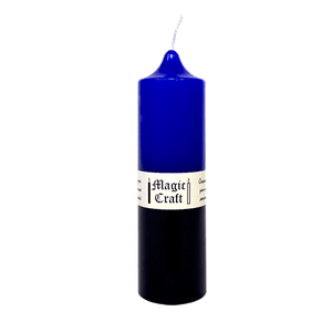 Свеча колонна Готовый ритуал Закрой рот 14 см синяя с черным
