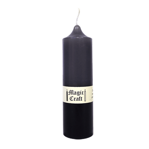 Свеча колонна 14 см серая с чёрным