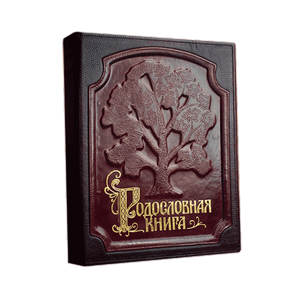 Родословная книга Изысканная с древом 25х31 см бордо натуральная кожа