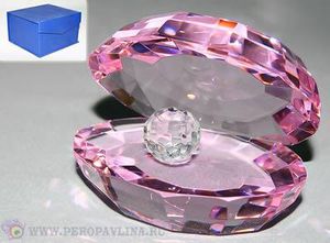 Жемчужина розовая 8*8*8см хрусталь/48шт