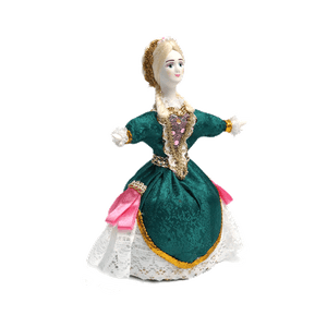 Кукла сувенирная Барышня 17см зелёный костюм