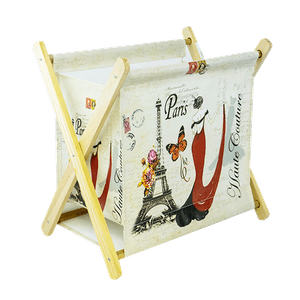 Корзинка для хранения складная Винтаж Париж 34х33х24см белый фон