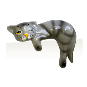 Кошка на полку Соня 19 см дымчатая глянцевая