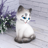Котёнок 18 см белый с серым глянцевый