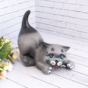 Кот Тимошка 23 см дымчатый полуматовый лак