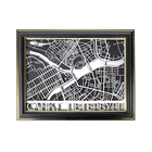 Картина Карта объемная Санкт-Петербурга 24х18 см чёрно-белая в чёрной раме