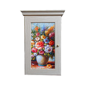 Ключница Классика на 5 крючков 20х28 см Летний букет выбеленный дуб