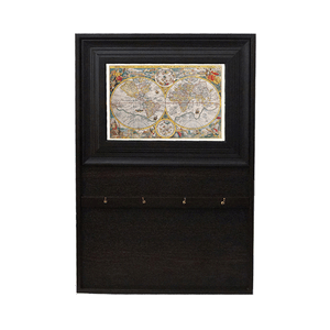 Ключница Открытая 5 крючков 25х31 см Карта мира венге