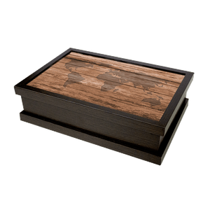 Шкатулка на 4 отделения Континенты 26х7 см венге