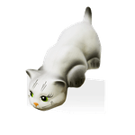 Кот на полку Хулиган 24 см белый с серым матовый