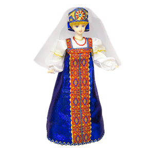 Кукла-шкатулка сувенирная Русская красавица 37см синий костюм