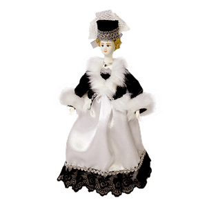 Кукла сувенирная Графиня 29см бело-черный с мехом костюм