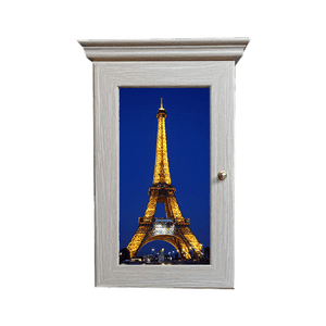 Ключница Классика на 5 крючков 20х28 см Париж Эйфелева башня ночью выбеленный дуб