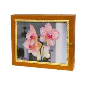 Ключница Премиум на 9 крючков 30х25 см Орхидеи вишня