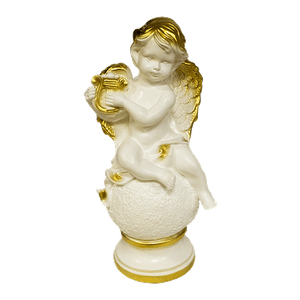 Фигурка `Ангел с Лирой` 16х34х16 бело-золотой