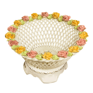Конфетница Николь 30х20 см розы цветные лепка белая