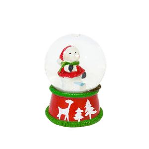 Новогодний снежный шар 6,5 см `Снеговичок с подарком`