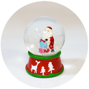 Новогодний снежный шар 6,5 см `Санта с подарками`