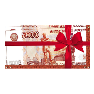 Конверт для денег 16,5х8,5 см 5000 рублей Красный бант