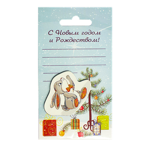 Магнит с открыткой 8х14 см Зайчонок