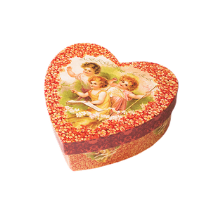 Подарочная коробка Сердце 15х15 см Ангелочки в цветах красная