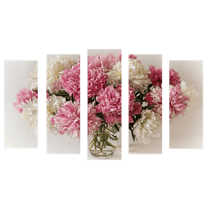 Пятимодуль 123х74 см Бело-розовые пионы в вазе