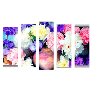 Пятимодуль 123х74 см Букет пионов в вазе