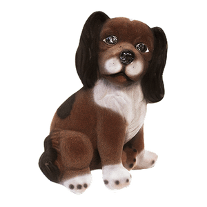 Копилка Собака Малыш 18х26 см коричнево-черная флок керамика
