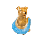 Фигурка Собачка с подковой 10 см Счастье в дом бронзовая с голубым