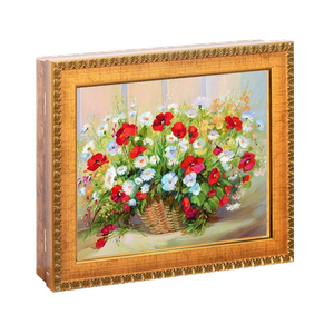 Ключница 4 крючка 30х25 см Полевой букет в корзинке под бронзу