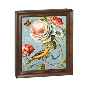 Ключница 4 крючка 25х30 см Винтаж Птичка на ветке