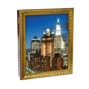 Ключница 4 крючка 24х29 см Ночной город под бронзу