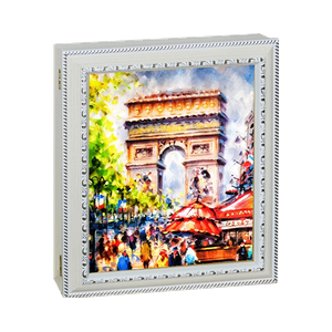 Ключница 4 крючка 24х29 см Париж Триумфальная арка выбеленный дуб