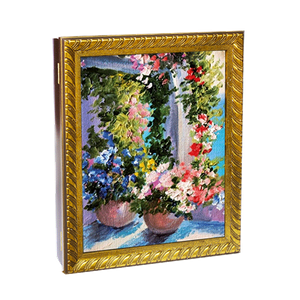 Ключница 4 крючка 24х29 см Цветы акварель под бронзу