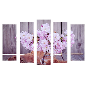 Пятимодуль 123х74 см Сиреневые пионы в вазе