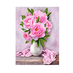 Постер 40х50 см Розовые пионы в вазе