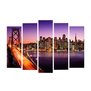 Пятимодуль 123х74 см Вечерний Сан - Франциско Мост Бэй Бридж
