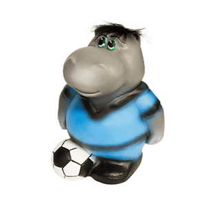 Копилка Бегемот 22 см Футболист серо-голубая