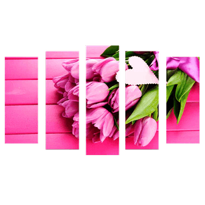 Пятимодуль 123х74 см Тюльпаны и сердце