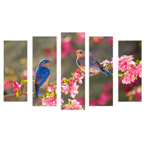 Пятимодуль 123х74 см Райские птички на цветущей ветке