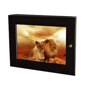 Ключница Мини 4 крючка 23х18 см Лев и львица венге