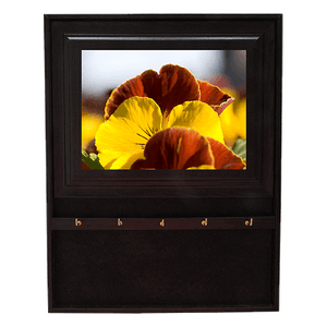 Ключница Открытая 5 крючков 25х31 см Рыжие фиалки венге