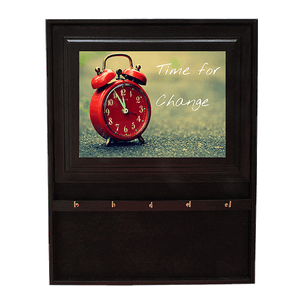 Ключница Открытая 5 крючков 25х31 см Будильник венге