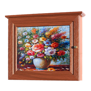 Ключница настенная на 9 крючков 33х26 см Летний букет вишня