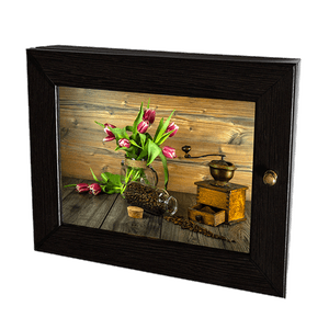 Ключница Мини 4 крючка 23х18 см Натюрморт с тюльпанами венге