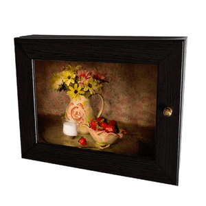 Ключница Мини 4 крючка 23х18 см Натюрморт с клубникой венге