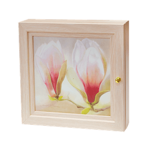 Ключница на 5 крючков 23х23 Цветы магнолии выбеленный дуб